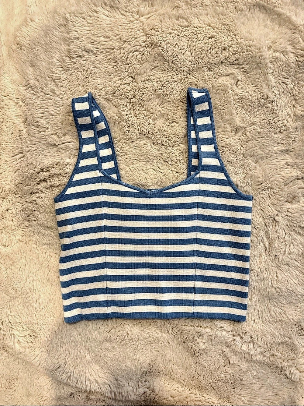 Abercrombie & Fitch Striped Cropped Tank in Blue & White